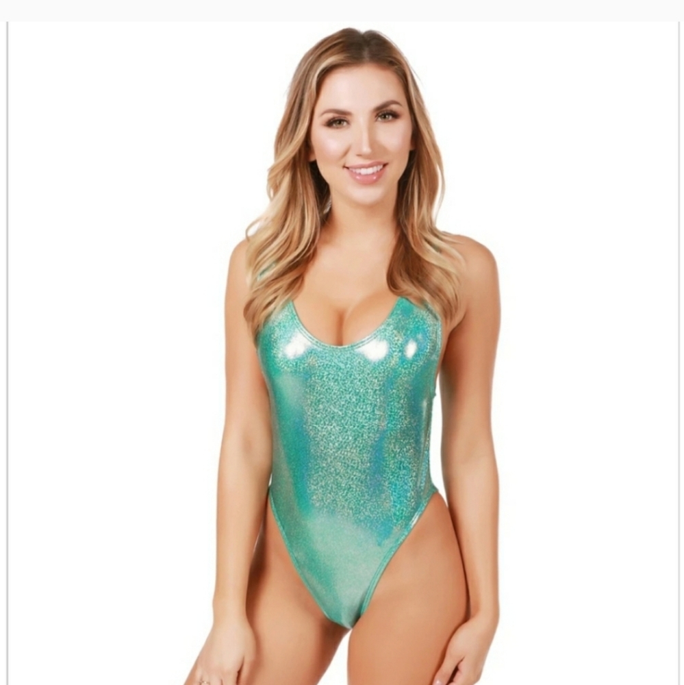 Rave Festival Blue Glitter Bodysuit